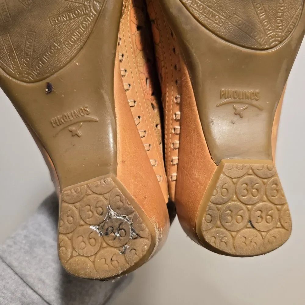 Pikolinos Women 36 Romana Leather Shoes Sandals Floral Pink Boho Cottage Western - Picture 13 of 13